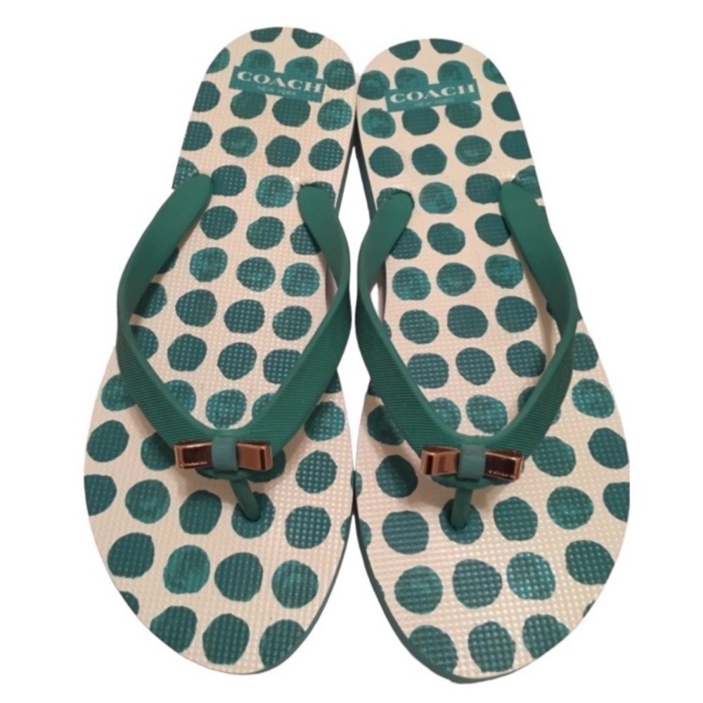 Coach Amel Polka Dot Flip Flops SZ 10